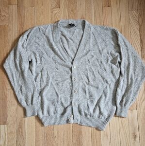100% Alpaca Sweater Mens Cardigan Peru marled V-Neck Grandpa Light Academia